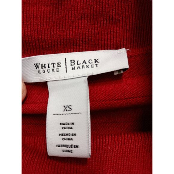White House Black Market Womens Sweater XS Red Ribbed Slit Cowl Neck Pullover - Picture 5 of 10